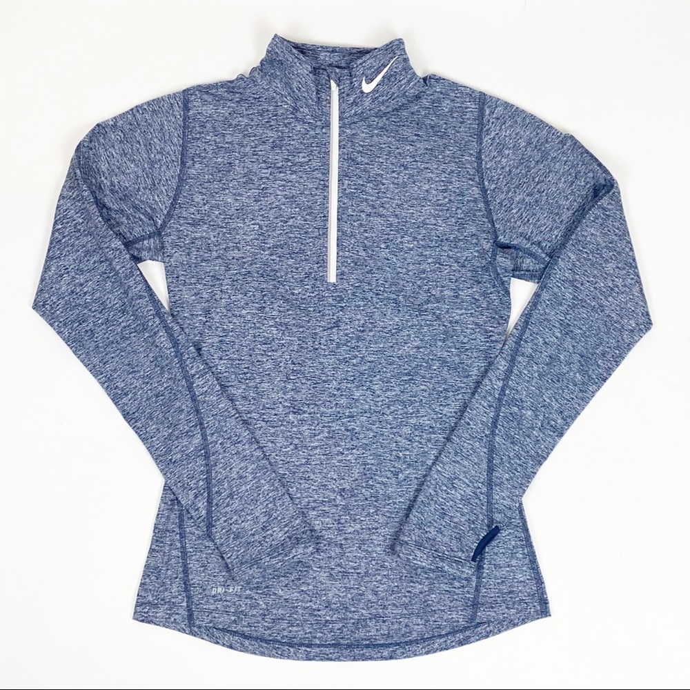 Nike Long-Sleeved Element Navy Heathered Blue Dri-fit 1/4 zip top - size XS